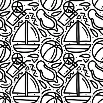 Hand drawn doodle on the beach Stock Illustration
