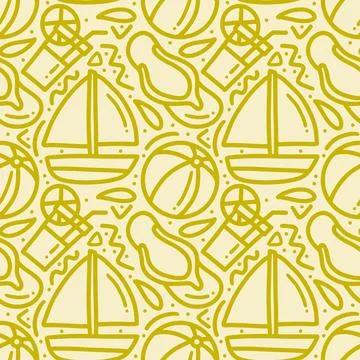 Hand drawn doodle on the beach Stock Illustration