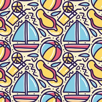 Hand drawn doodle on the beach Stock Illustration