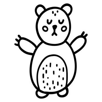 Hand drawn doodle bear. Vector illustration of cute animal, childish style for Stock Illustration