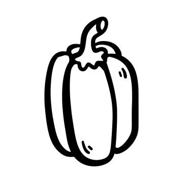 Hand-drawn doodle bell pepper illustration isolated on a white background. .. Stock Illustration
