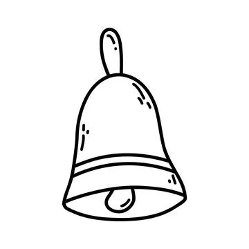Hand drawn doodle bell. Vector sketch illustration of black outline notification Stock Illustration