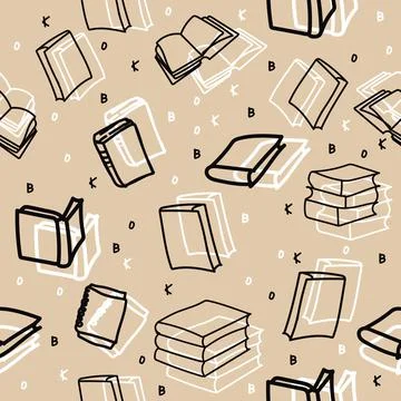 Hand drawn doodle books background Seamless pattern Stock Illustration