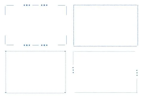Hand drawn doodle border frame set cute rectangle line outline ribbon star heart Stock Illustration