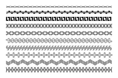 Hand Drawn Doodle Borders. Abstract seamless lines, decorative brush stroke.. 스톡 일러스트