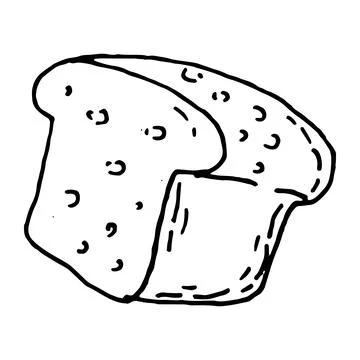 Hand drawn doodle bread isolated on white background. Stock Illustration