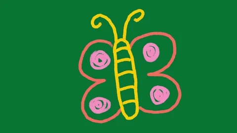 Hand-Drawn Doodle Butterfly 2D Animation Green Screen Asset |  Doodle Butterfly Video stock 327294382