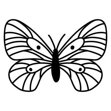 Hand drawn doodle butterfly. Vector sketch illustration, black outline art of Stock Illustration