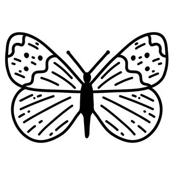 Hand drawn doodle butterfly. Vector sketch illustration, black outline art of Stock Illustration