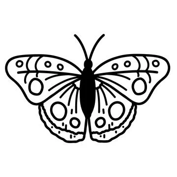 Hand drawn doodle butterfly. Vector sketch illustration, black outline art of Stock Illustration
