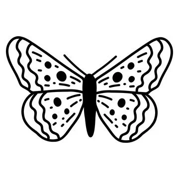 Hand drawn doodle butterfly. Vector sketch illustration, black outline art of Stock Illustration