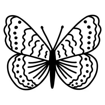 Hand drawn doodle butterfly. Vector sketch illustration, black outline art of Stock Illustration