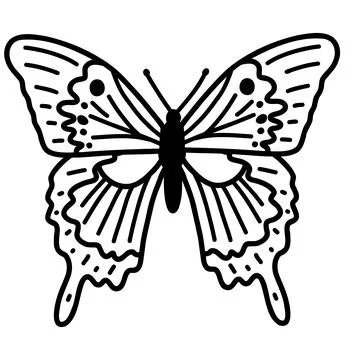 Hand drawn doodle butterfly. Vector sketch illustration, black outline art of Stock Illustration
