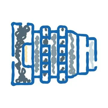 Hand drawn doodle camera lens zoom device Stock Illustration