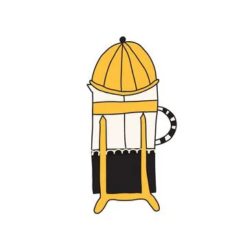 Hand drawn doodle cartoon vector illustration with warm yellow-orange colors  Stock Illustration