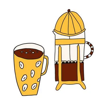 Hand drawn doodle cartoon vector illustration with warm yellow-orange colors of Stock Illustration