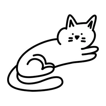 Hand drawn doodle cat icon. Single element isolated on white background. Vector Stock Illustration