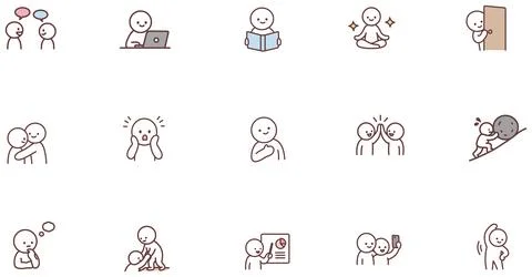 Hand Drawn Doodle Characters Set 2 스톡 일러스트