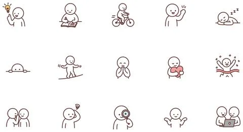 Hand Drawn Doodle Characters Set 1 스톡 일러스트