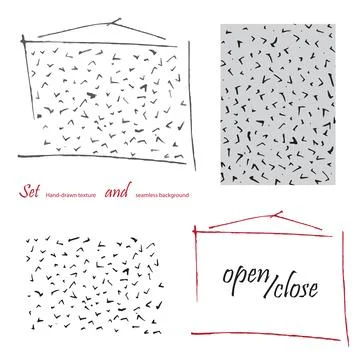 Hand-drawn doodle check, tick seamless pattern and variants use Illustrazione stock
