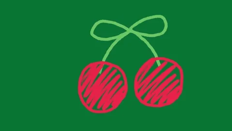 Hand-Drawn Doodle Cherry 2D Animation Green Screen Asset | Cute Doodle Cherry  Video stock 327294319