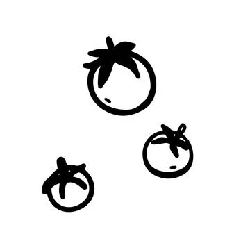 Hand-drawn doodle cherry tomatoes illustration isolated on a white backgrou.. Stock Illustration