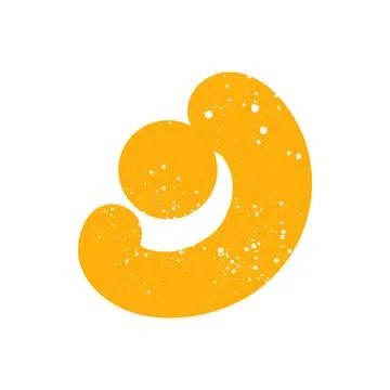 Hand drawn doodle childish abstract scribble yellow single shape Stock Illustration