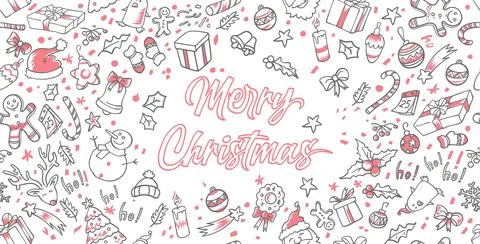 Hand drawn doodle Christmas elements. vector background Stockillustratie