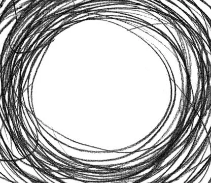 Hand-drawn Doodle circle extending beyond the sheet. black lines cyclical Stock Illustration