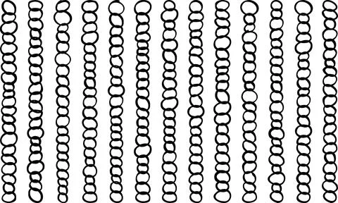 Hand-Drawn Doodle Circle Pattern. Parallel Vertical Chains. Minimalist Dood.. Stock Illustration