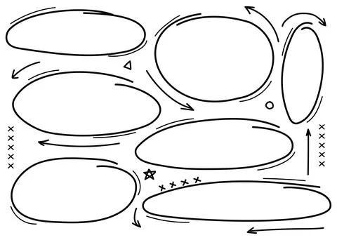 Hand-drawn doodle circles, arrows ,star and shapes.Vector Illustration Stock Illustration