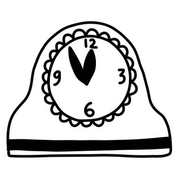 Hand drawn doodle clock at midnight. New Year vector illustration Stock Illustration