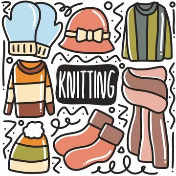 Hand-drawn doodle clothes knitting art design element illustration Stock Illustration