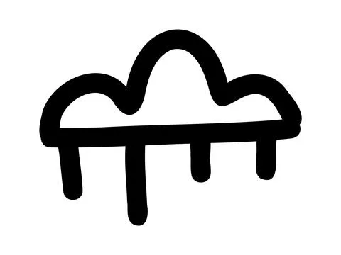 Hand-drawn doodle cloud with rain icon simple cute sketch weather symbol for Stock Illustration