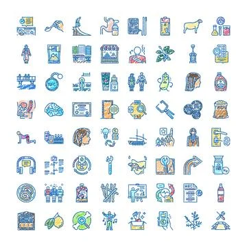 Hand drawn doodle color icon set collection Stock Illustration