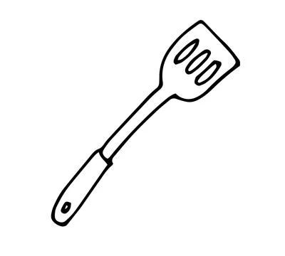 Hand Drawn Doodle Cooking Spatula Turner Outline Illustration, Kitchen Uten.. Stock Illustration