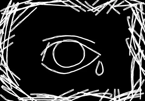 A hand-drawn doodle of crying eyes with delicate teardrops falling. 스톡 동영상 303494068