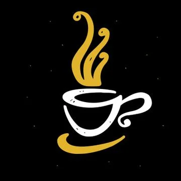 Hand drawn doodle cup of coffee. Decorative logo design element Illustrazione stock