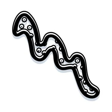 Hand drawn doodle curvy line worm shape Stock Illustration