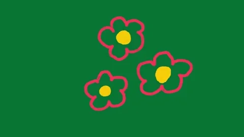 Hand-Drawn Doodle Cute Flower 2D Animation Green Screen Asset | Colorful Doodle  Video stock 327294299
