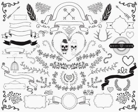 Hand-Drawn Doodle Design Elements Stock Illustration