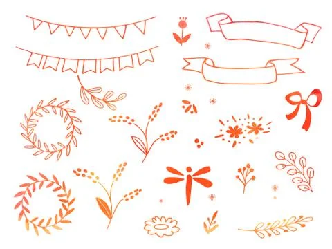 Hand drawn doodle design elements Stock Illustration