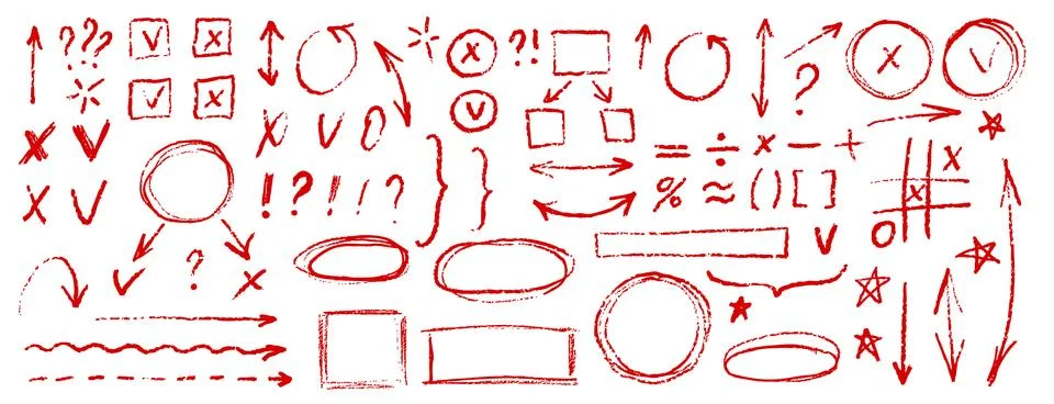 Hand drawn doodle design elements, black on white background. Swishes, swoo.. Stock Illustration