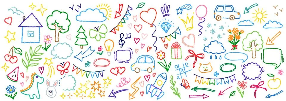 Hand drawn doodle design elements, black on white background. Swishes, swoops Illustrazione stock