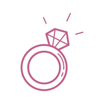 Hand-Drawn Doodle Diamond Ring Icon for Wedding and Love Designs Illustrazione stock