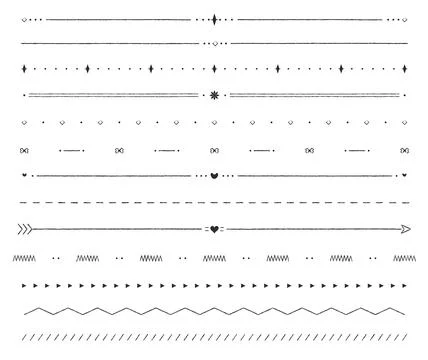 Hand drawn doodle divider lines collection, decorative borders set Ilustración de archivo
