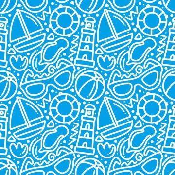 Hand drawn doodle diving on the beach Stock Illustration