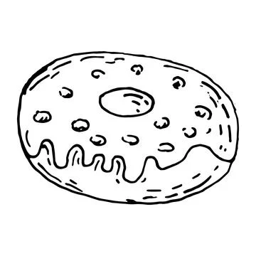 Hand drawn doodle donut isolated on white background. Stock Illustration