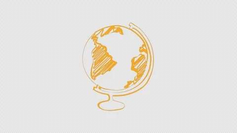 Hand drawn doodle earth globe map concept Loop animation with Alpha Channel Stock Footage 279721115