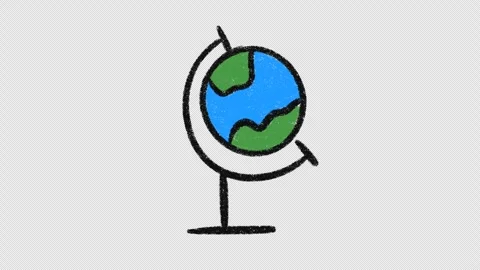 Hand-Drawn Doodle Earth Globe video | Sketchy Planet World Map hand drawn  Vidéo 332615386